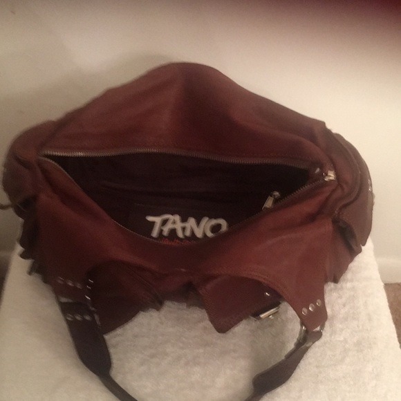 Handbag Tano brown with pockets on the outside and zipper inside. - Picture 4 of 4